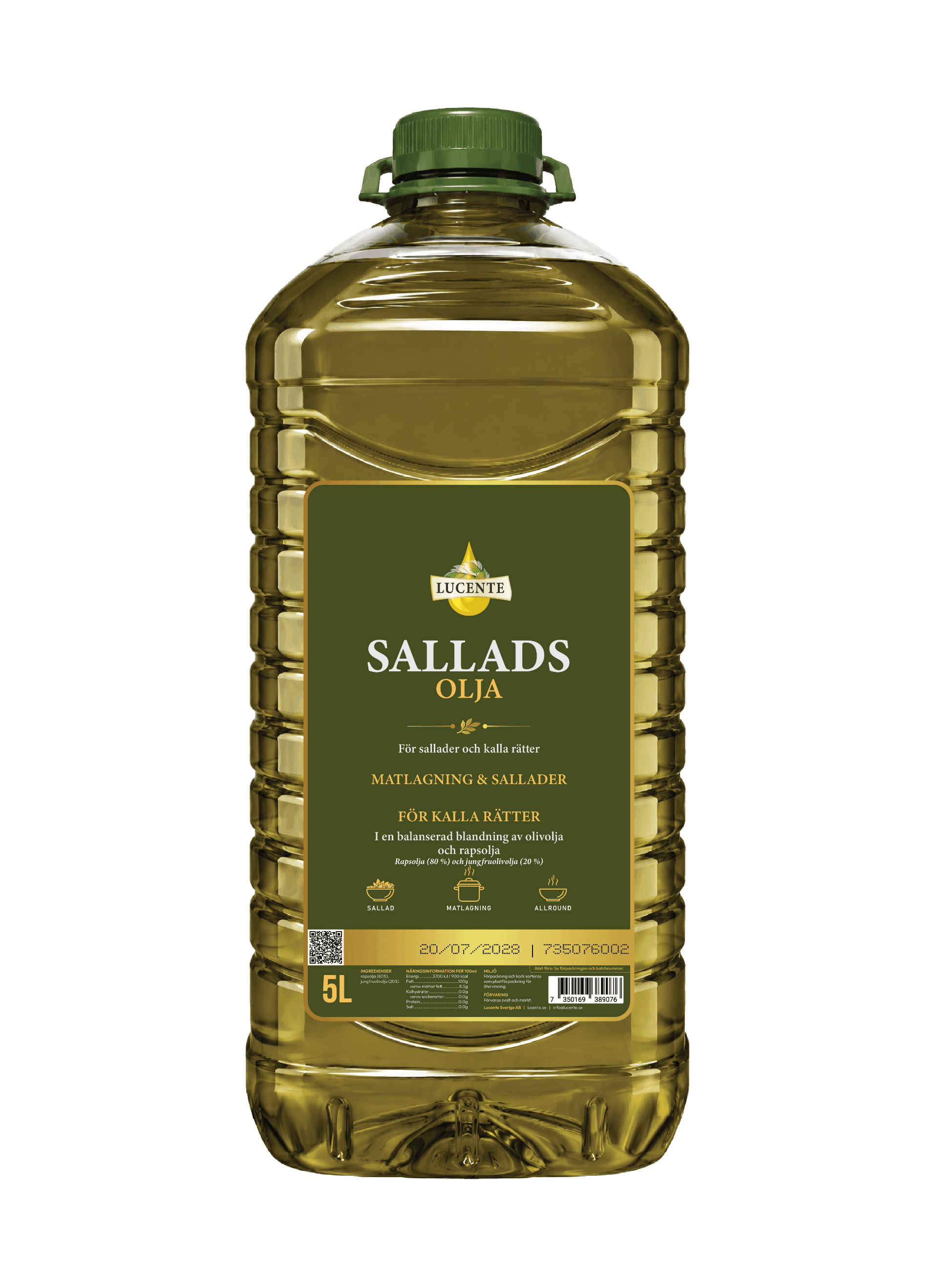 Salads oil with olive oil